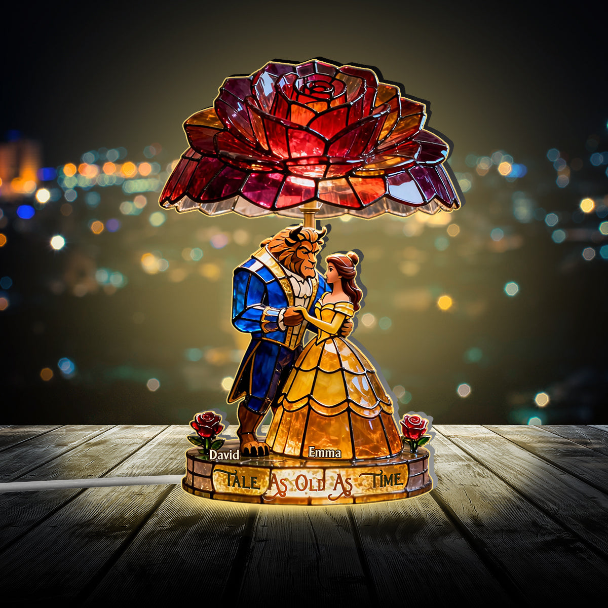 Personalized Beauty and the Beast Acrylic LED Night Light Gift for Couples Acrylic LED Night Light GradoCreations
