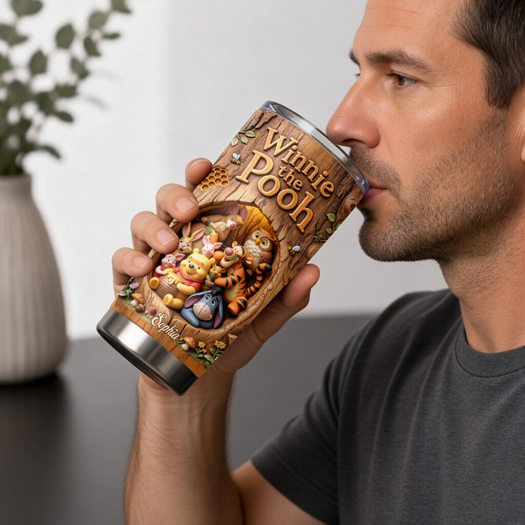 Personalized Winnie the Pooh Yellow Bear Tumbler Gift for Kids Tumbler GradoCreations