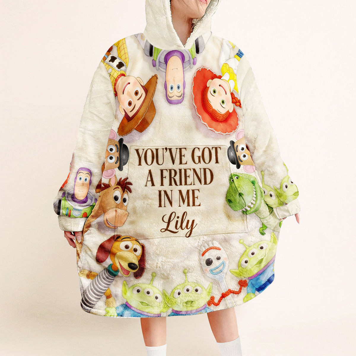 Personalized Kids Blanket Hoodie Toy Story Theme Gift for Children Blanket Hoodie GradoCreations