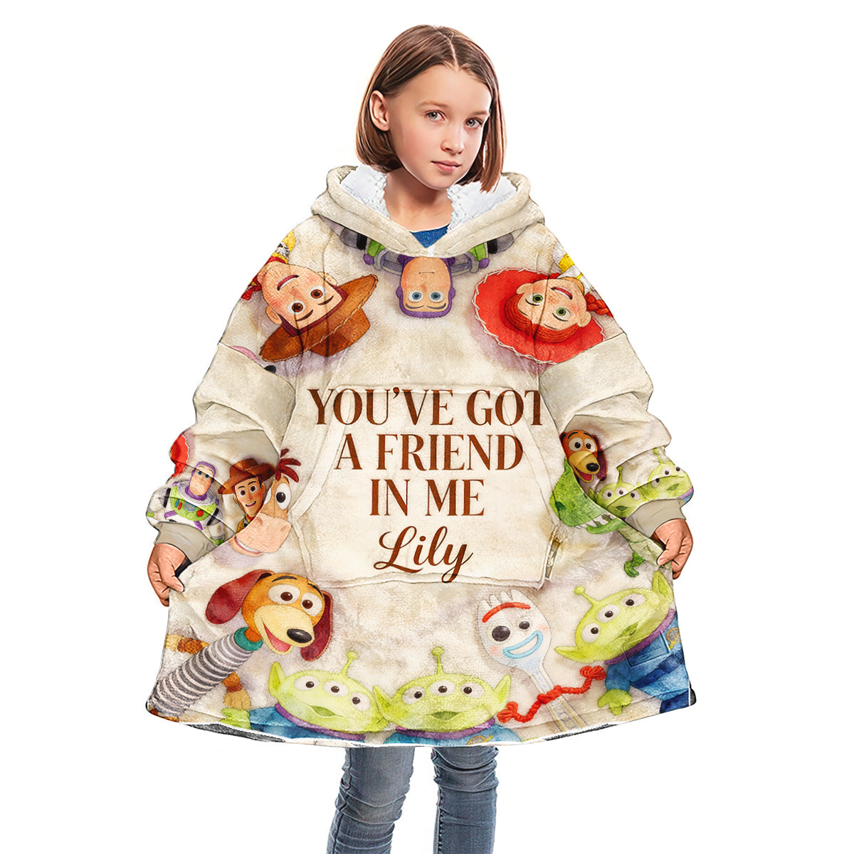Personalized Kids Blanket Hoodie Toy Story Theme Gift for Children Blanket Hoodie GradoCreations