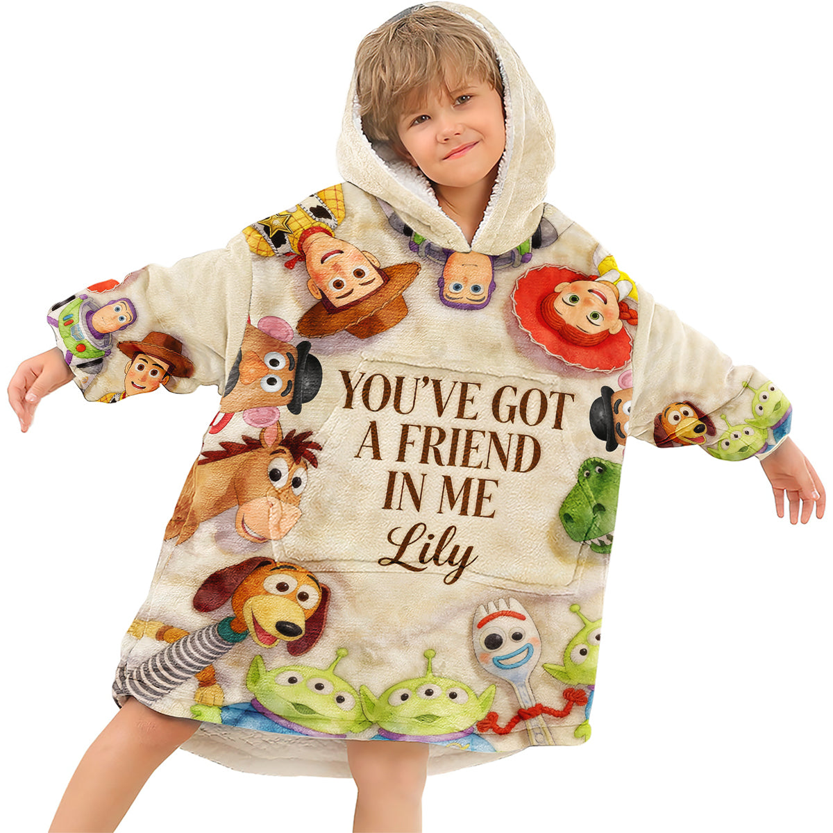 Personalized Kids Blanket Hoodie Toy Story Theme Gift for Children Blanket Hoodie GradoCreations