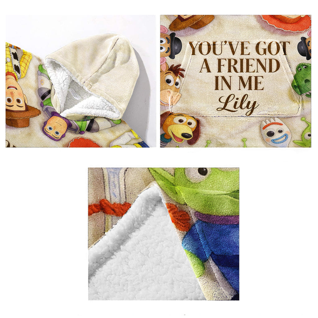 Personalized Kids Blanket Hoodie Toy Story Theme Gift for Children Blanket Hoodie GradoCreations