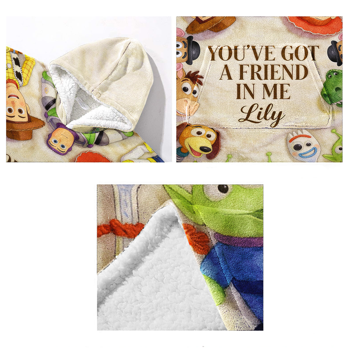 Personalized Kids Blanket Hoodie Toy Story Theme Gift for Children Blanket Hoodie GradoCreations