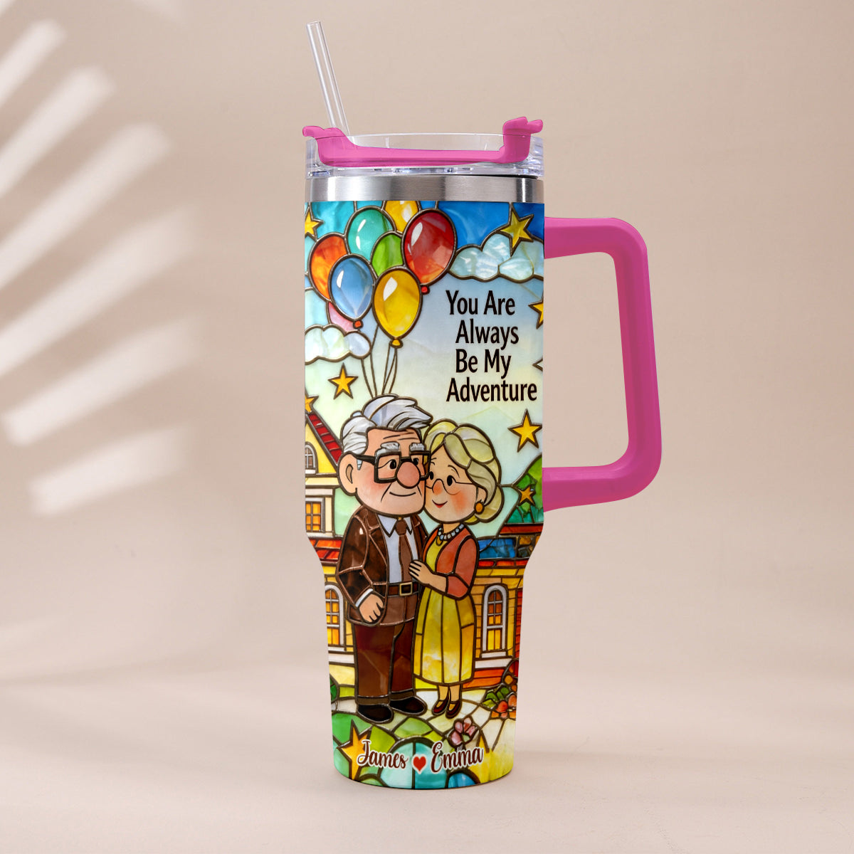 Personalized Couple Tumbler with Plush Charm - Adventure Gift Tumbler With Plush Charm GradoCreations