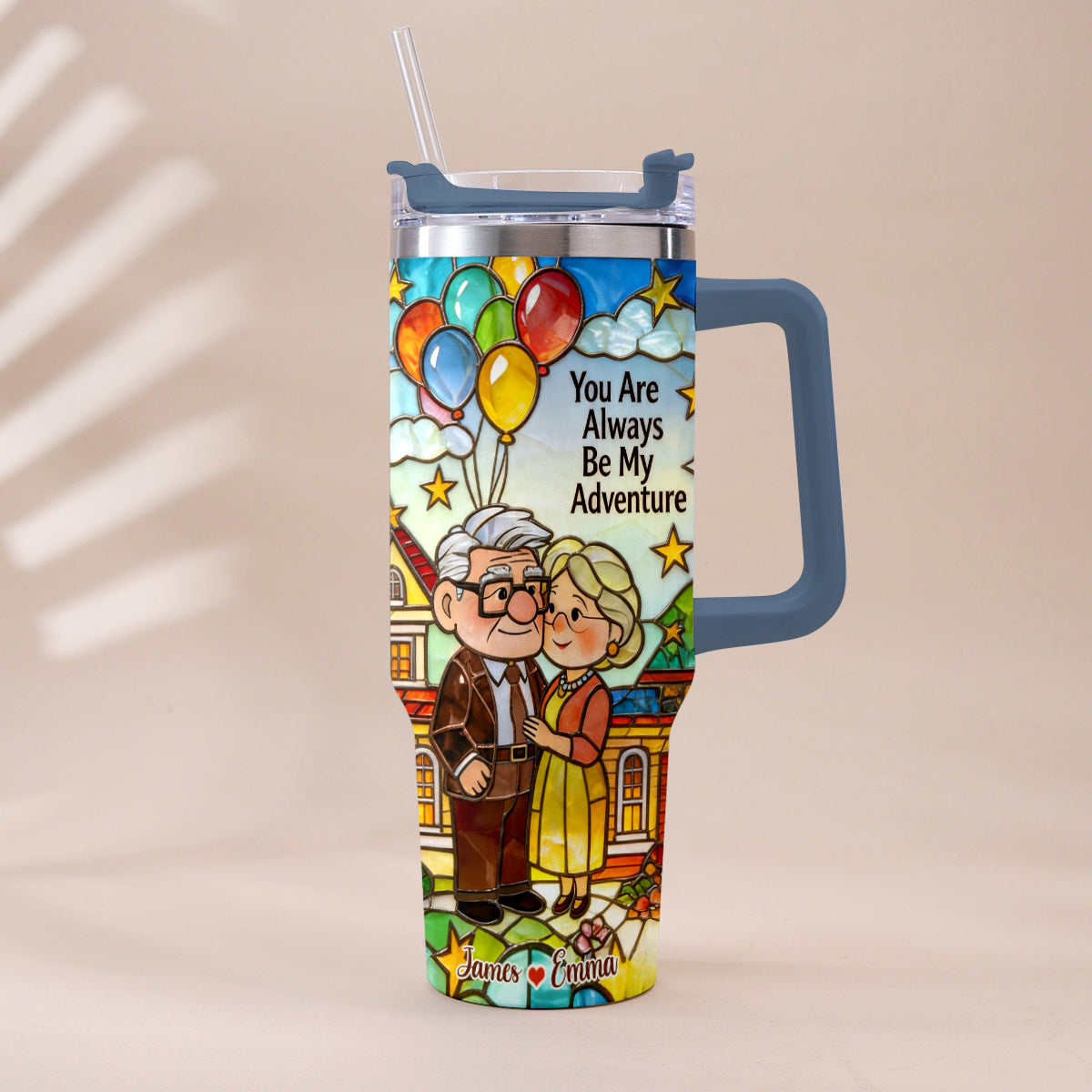 Personalized Couple Tumbler with Plush Charm - Adventure Gift Tumbler With Plush Charm GradoCreations
