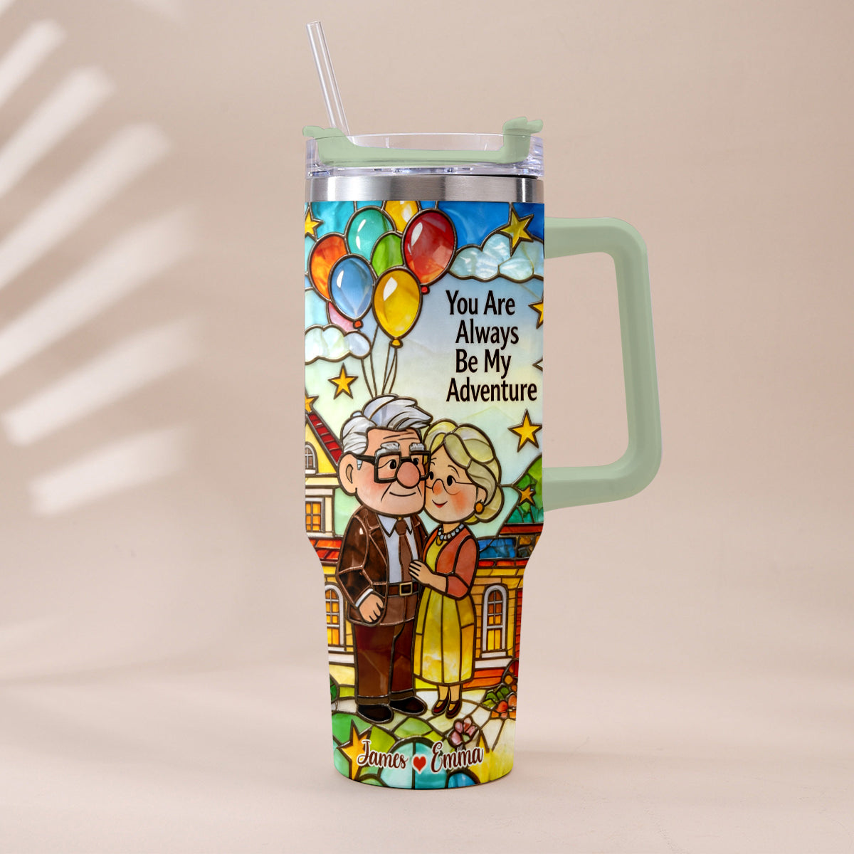 Personalized Couple Tumbler with Plush Charm - Adventure Gift Tumbler With Plush Charm GradoCreations