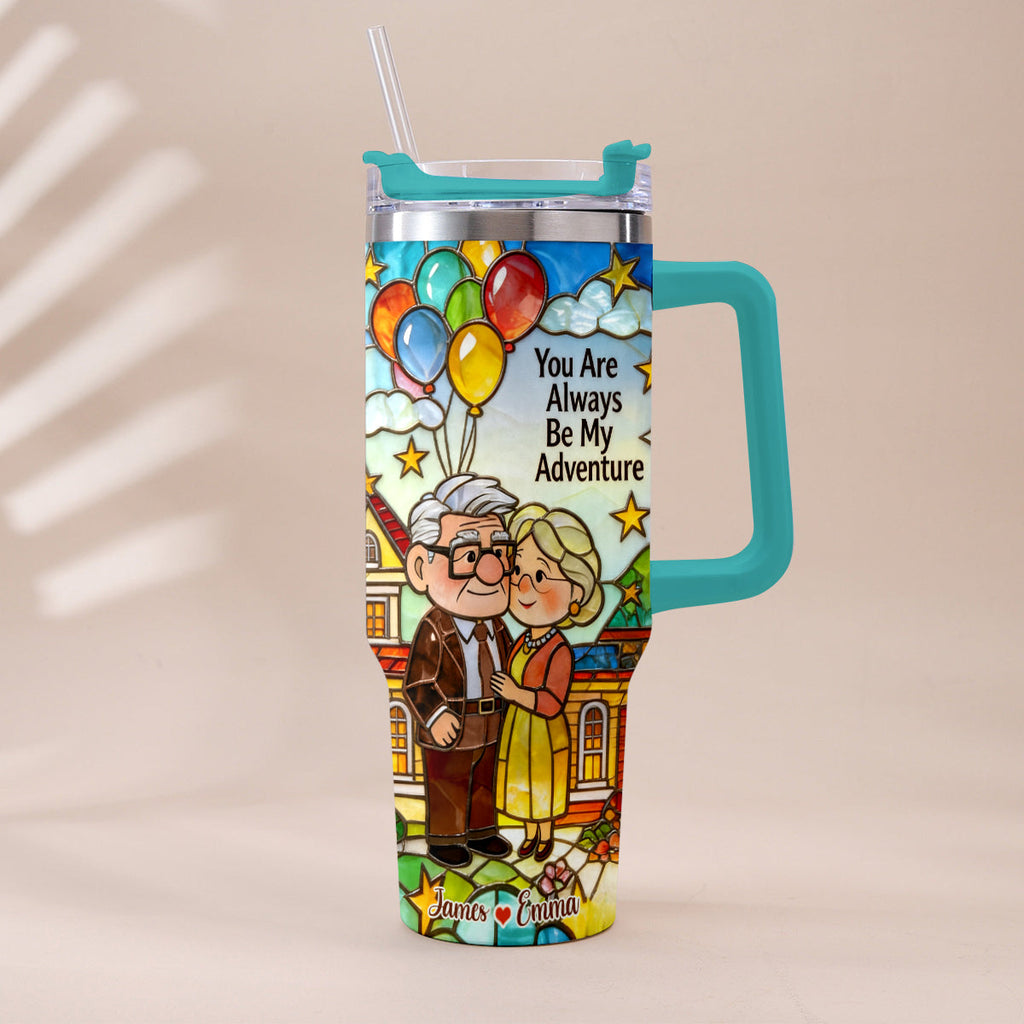 Personalized Couple Tumbler with Plush Charm - Adventure Gift Tumbler With Plush Charm GradoCreations