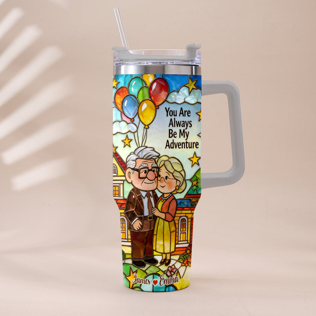 Personalized Couple Tumbler with Plush Charm - Adventure Gift Tumbler With Plush Charm GradoCreations