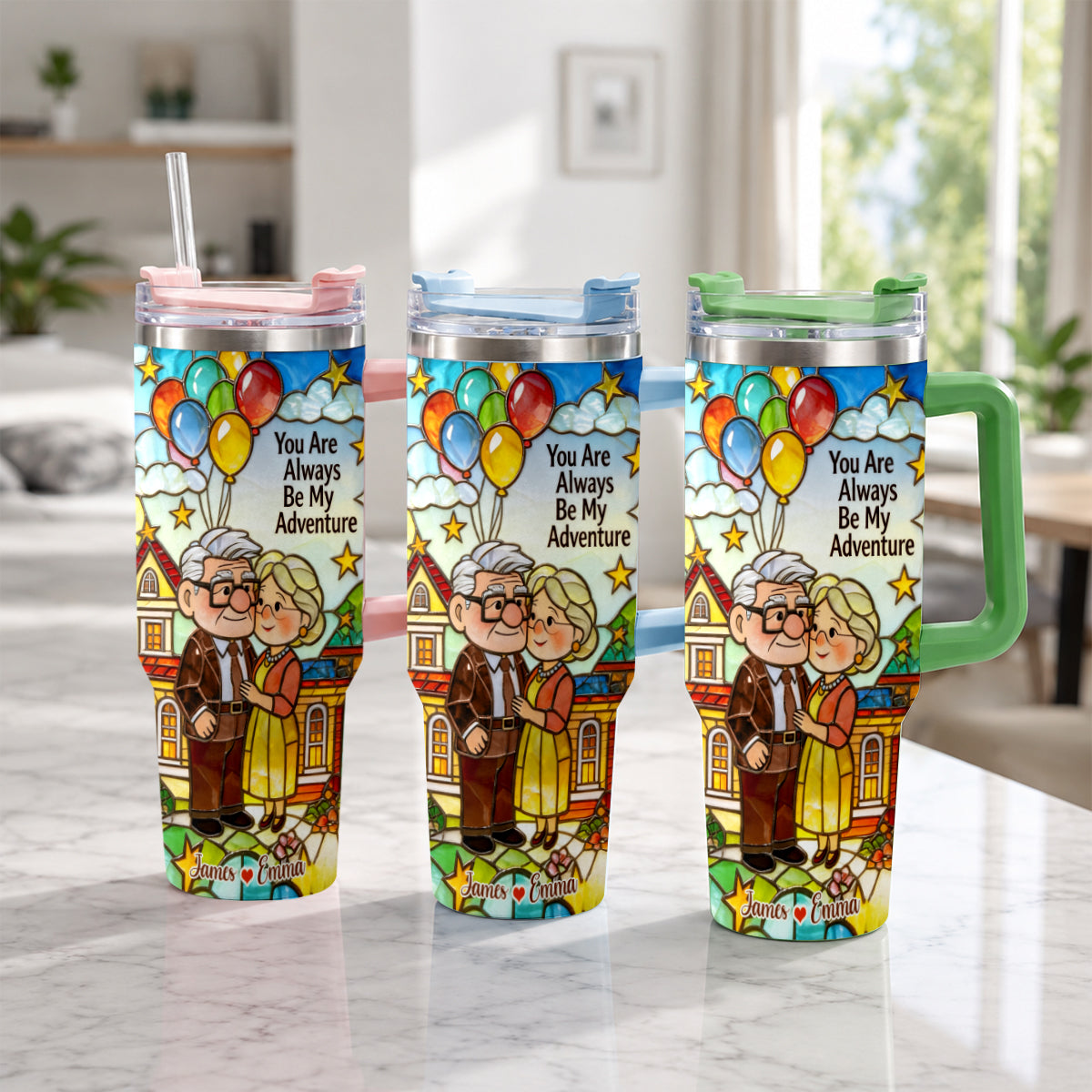 Personalized Couple Tumbler with Plush Charm - Adventure Gift Tumbler With Plush Charm GradoCreations
