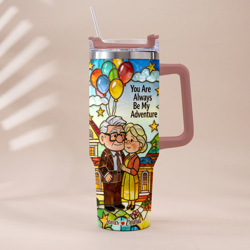 Personalized Couple Tumbler with Plush Charm - Adventure Gift Tumbler With Plush Charm GradoCreations