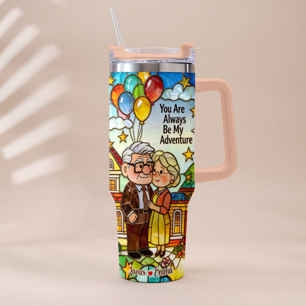 Personalized Couple Tumbler with Plush Charm - Adventure Gift Tumbler With Plush Charm GradoCreations