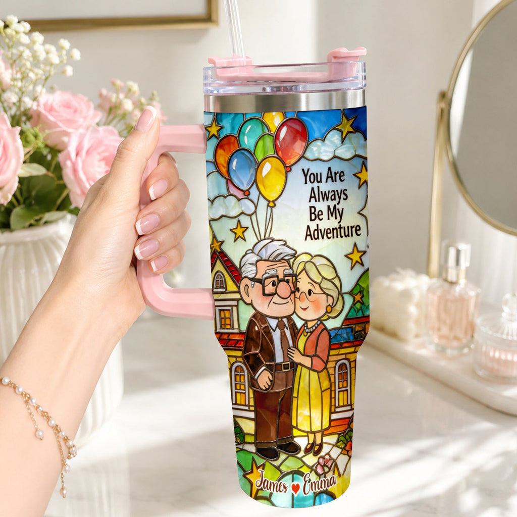 Personalized Couple Tumbler with Plush Charm - Adventure Gift Tumbler With Plush Charm GradoCreations