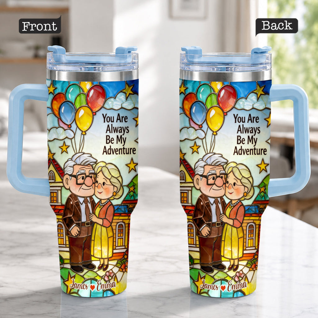 Personalized Couple Tumbler with Plush Charm - Adventure Gift Tumbler With Plush Charm GradoCreations