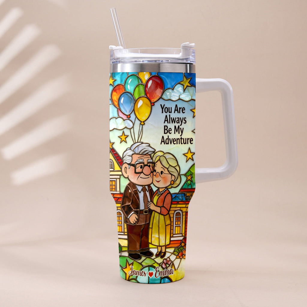 Personalized Couple Tumbler with Plush Charm - Adventure Gift Tumbler With Plush Charm GradoCreations