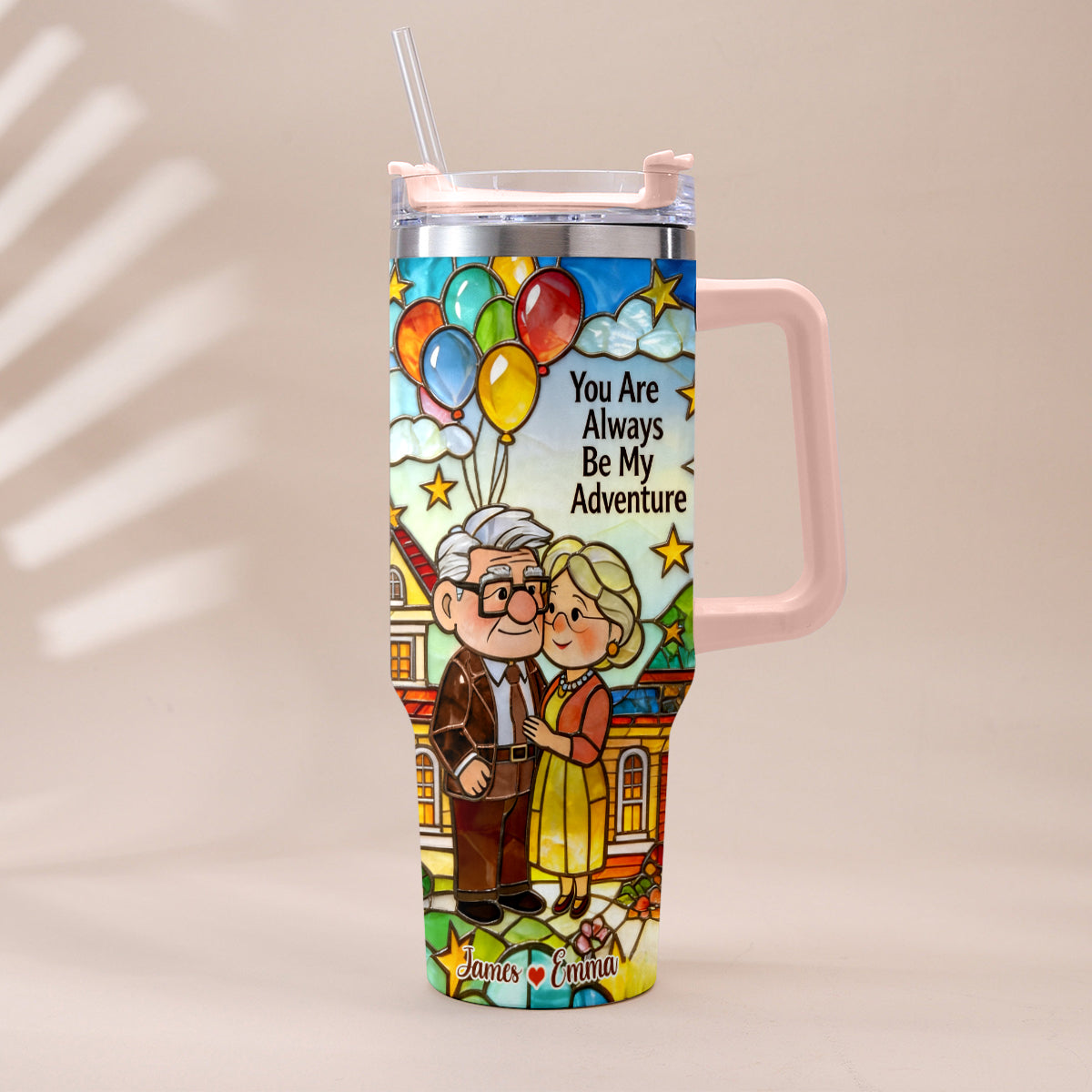 Personalized Couple Tumbler with Plush Charm - Adventure Gift Tumbler With Plush Charm GradoCreations