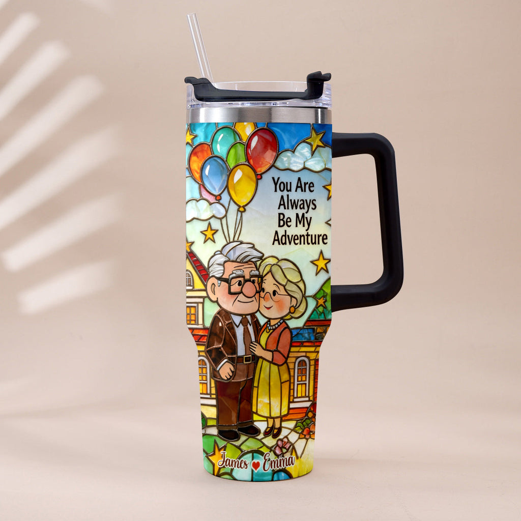 Personalized Couple Tumbler with Plush Charm - Adventure Gift Tumbler With Plush Charm GradoCreations