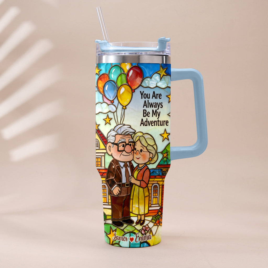 Personalized Couple Tumbler with Plush Charm - Adventure Gift Tumbler With Plush Charm GradoCreations