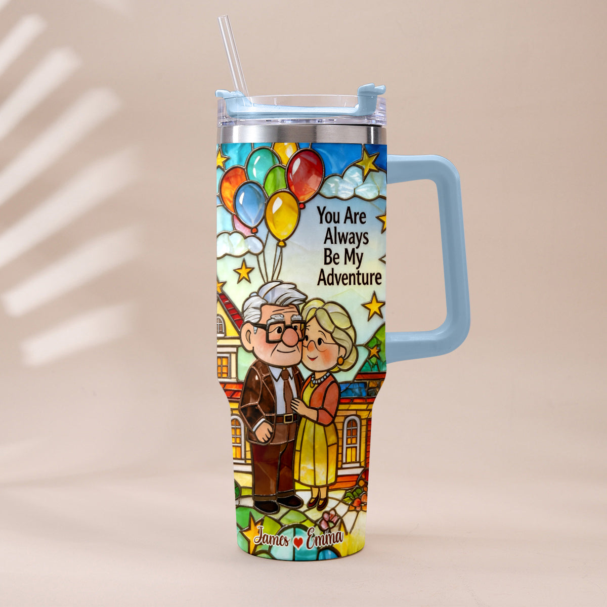 Personalized Couple Tumbler with Plush Charm - Adventure Gift Tumbler With Plush Charm GradoCreations