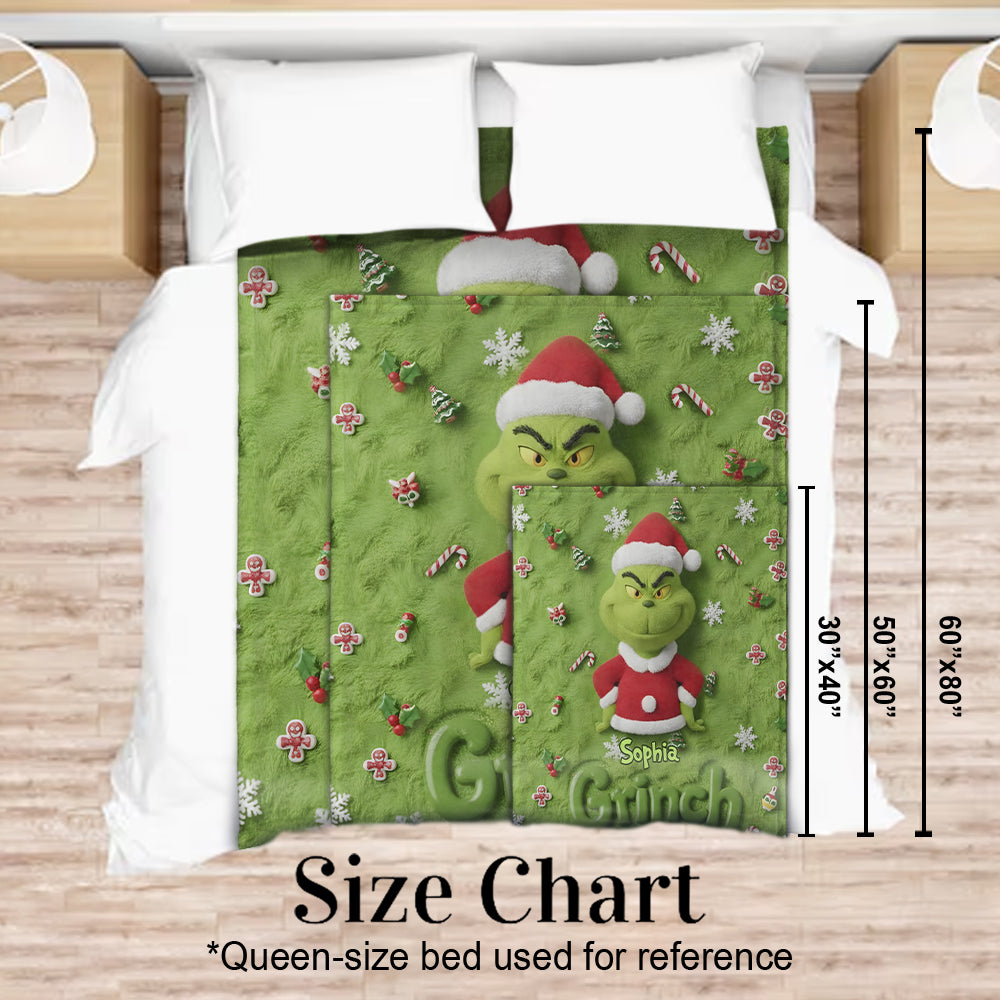 Personalized Merry Grinchmas Blanket Custom Name Gift Blanket GradoCreations