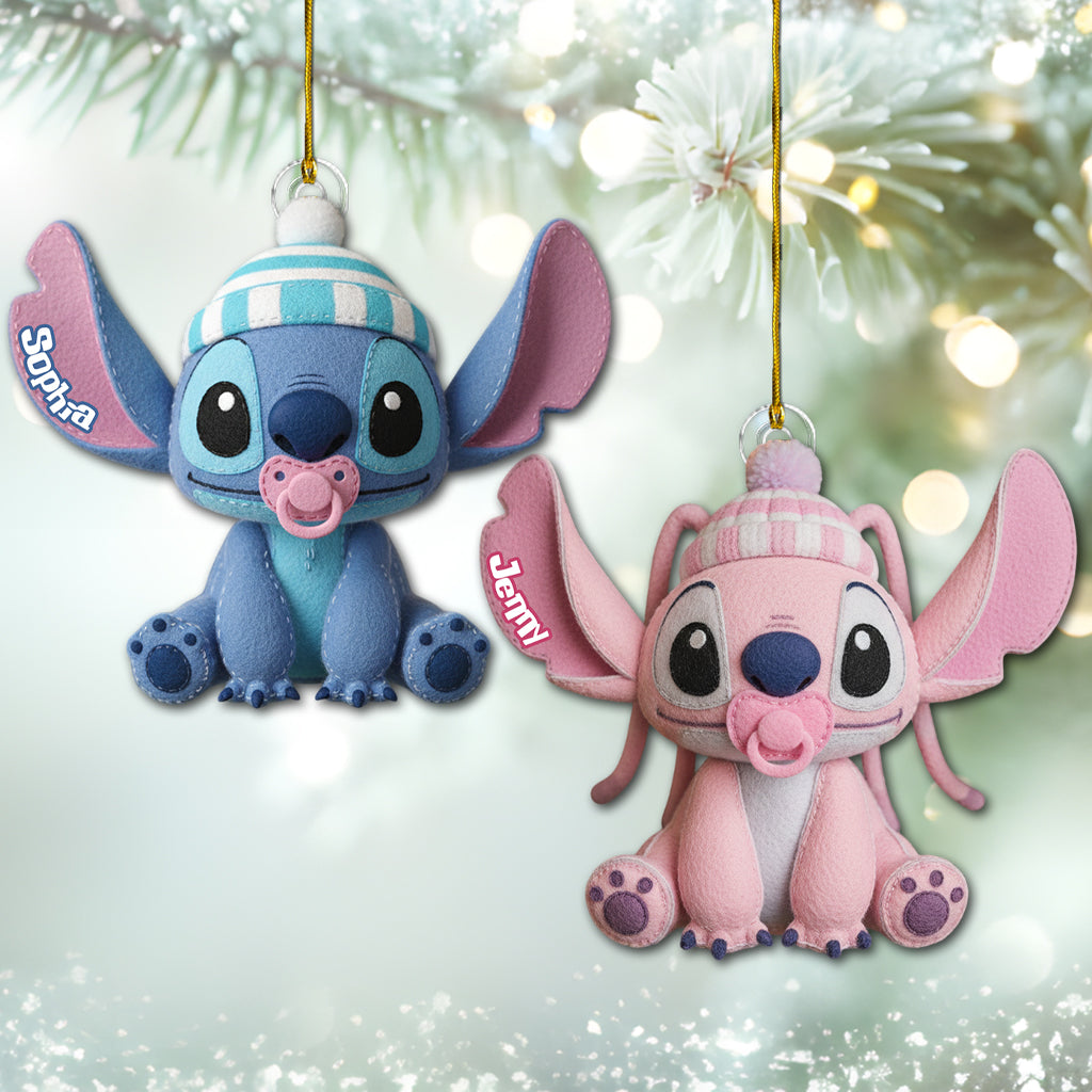 Personalized Baby Blue Ohana Ornament Custom Name Gift for Christmas Ornament GradoCreations