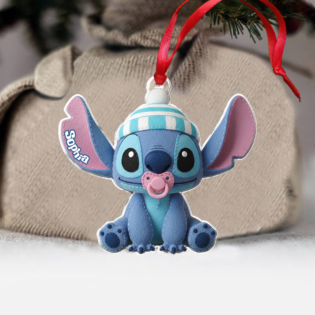 Personalized Baby Blue Ohana Ornament Custom Name Gift for Christmas Ornament GradoCreations