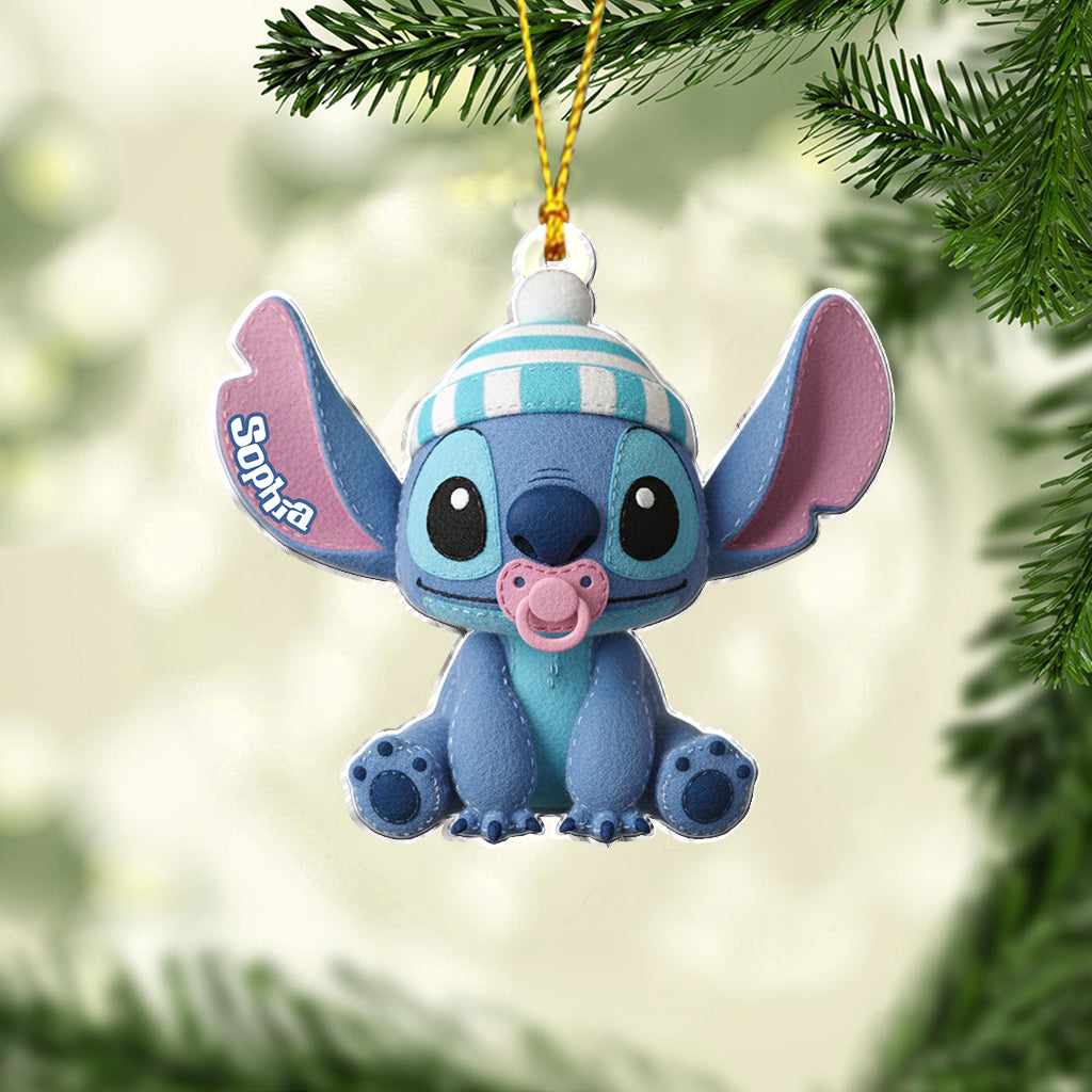 Personalized Baby Blue Ohana Ornament Custom Name Gift for Christmas Ornament GradoCreations