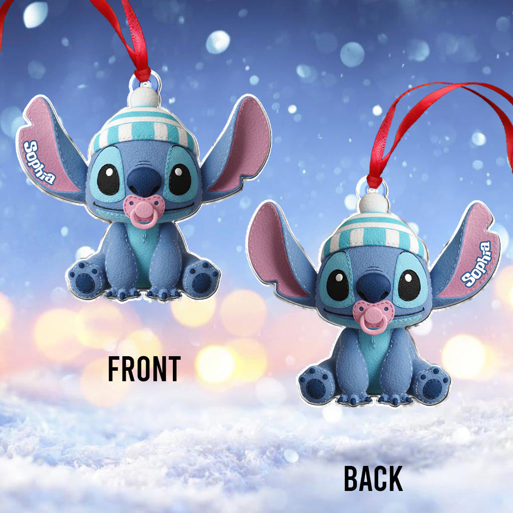 Personalized Baby Blue Ohana Ornament Custom Name Gift for Christmas Ornament GradoCreations