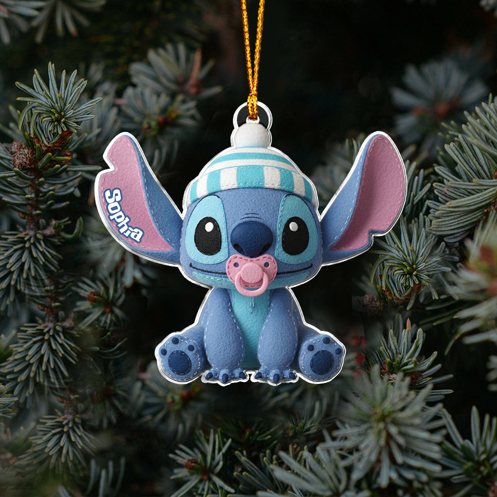 Personalized Baby Blue Ohana Ornament Custom Name Gift for Christmas Ornament GradoCreations