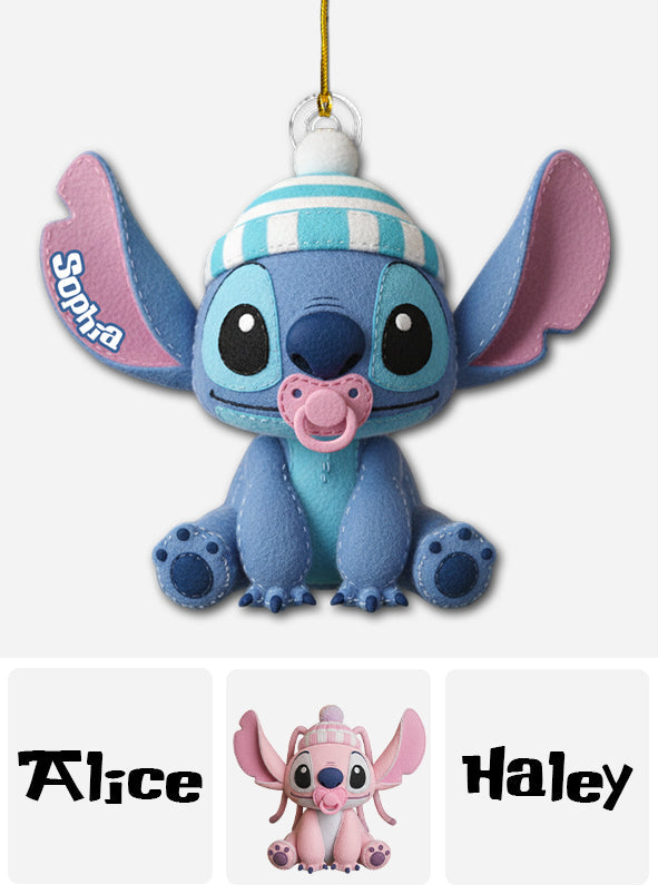 Personalized Baby Blue Ohana Ornament Custom Name Gift for Christmas Ornament GradoCreations