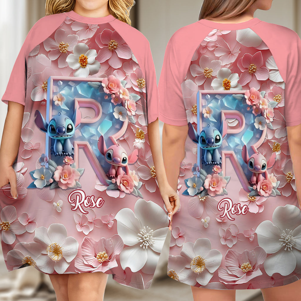 Personalized Ohana Sleep T-shirt Dress Custom Name Gift Sleep T-shirt Dress GradoCreations
