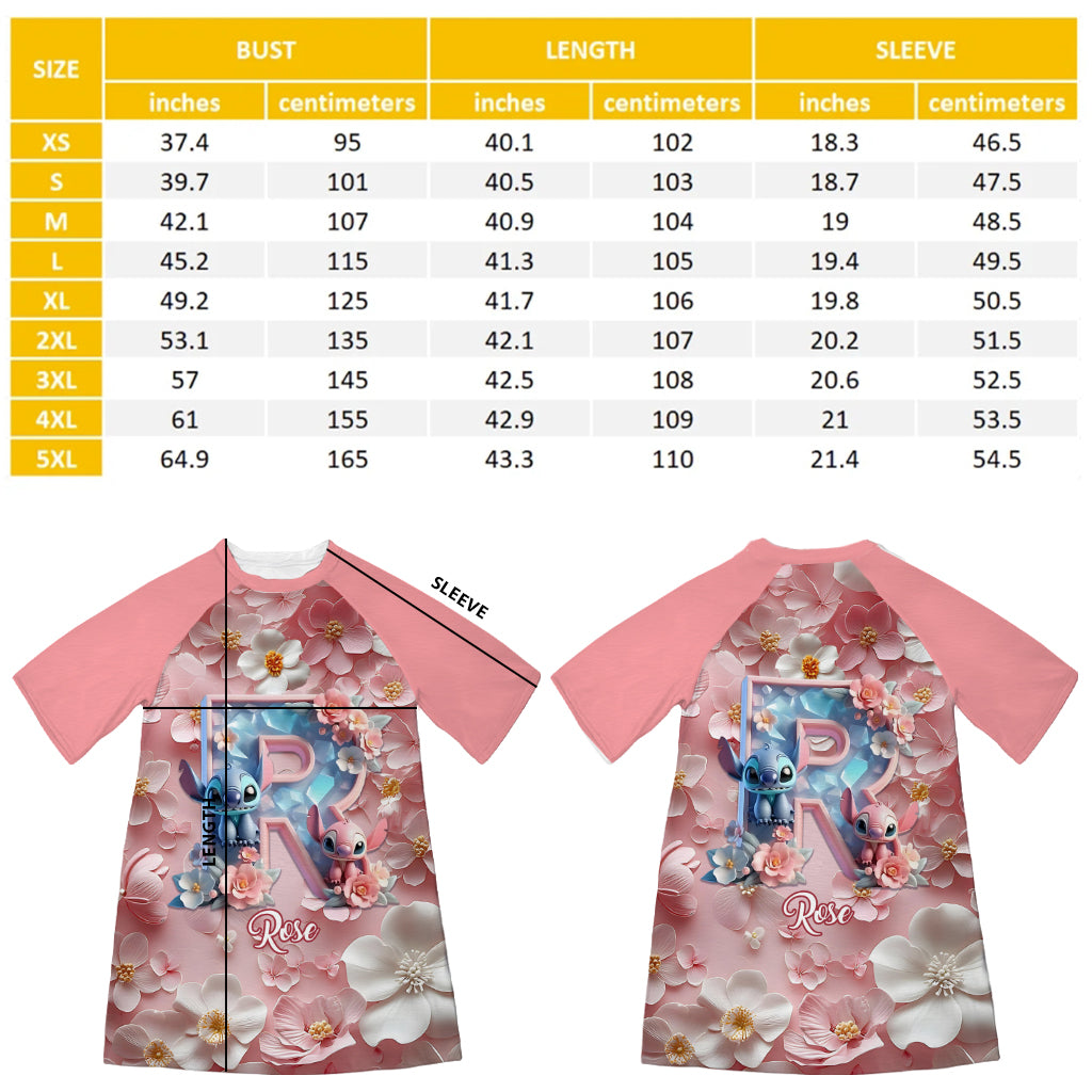 Personalized Ohana Sleep T-shirt Dress Custom Name Gift Sleep T-shirt Dress GradoCreations