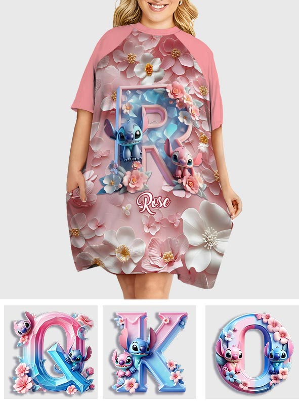 Personalized Ohana Sleep T-shirt Dress Custom Name Gift Sleep T-shirt Dress GradoCreations