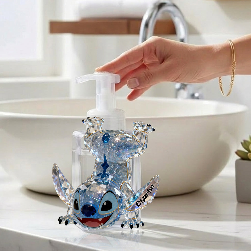 Personalized Cute Blue Alien Soap Dispenser for Kids | Custom Design Pump Dispenser GradoCreations