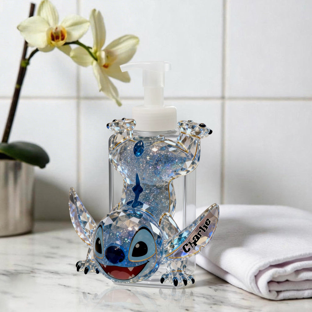 Personalized Cute Blue Alien Soap Dispenser for Kids | Custom Design Pump Dispenser GradoCreations