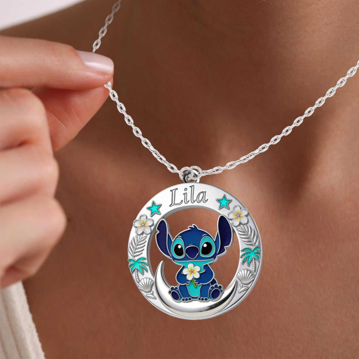 Personalized Custom Ohana Shaped Necklace Gift for Mom Shaped Metal Pendant Necklace GradoCreations