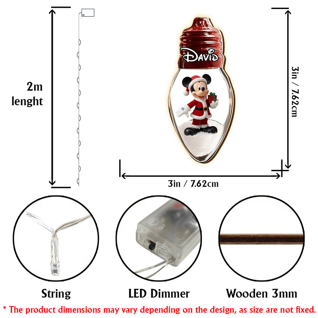 Personalized 10-Bulb Wooden String Lights for Christmas Decor String Lights GradoCreations