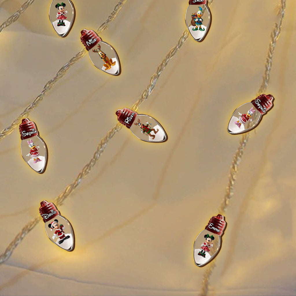 Personalized 10-Bulb Wooden String Lights for Christmas Decor String Lights GradoCreations