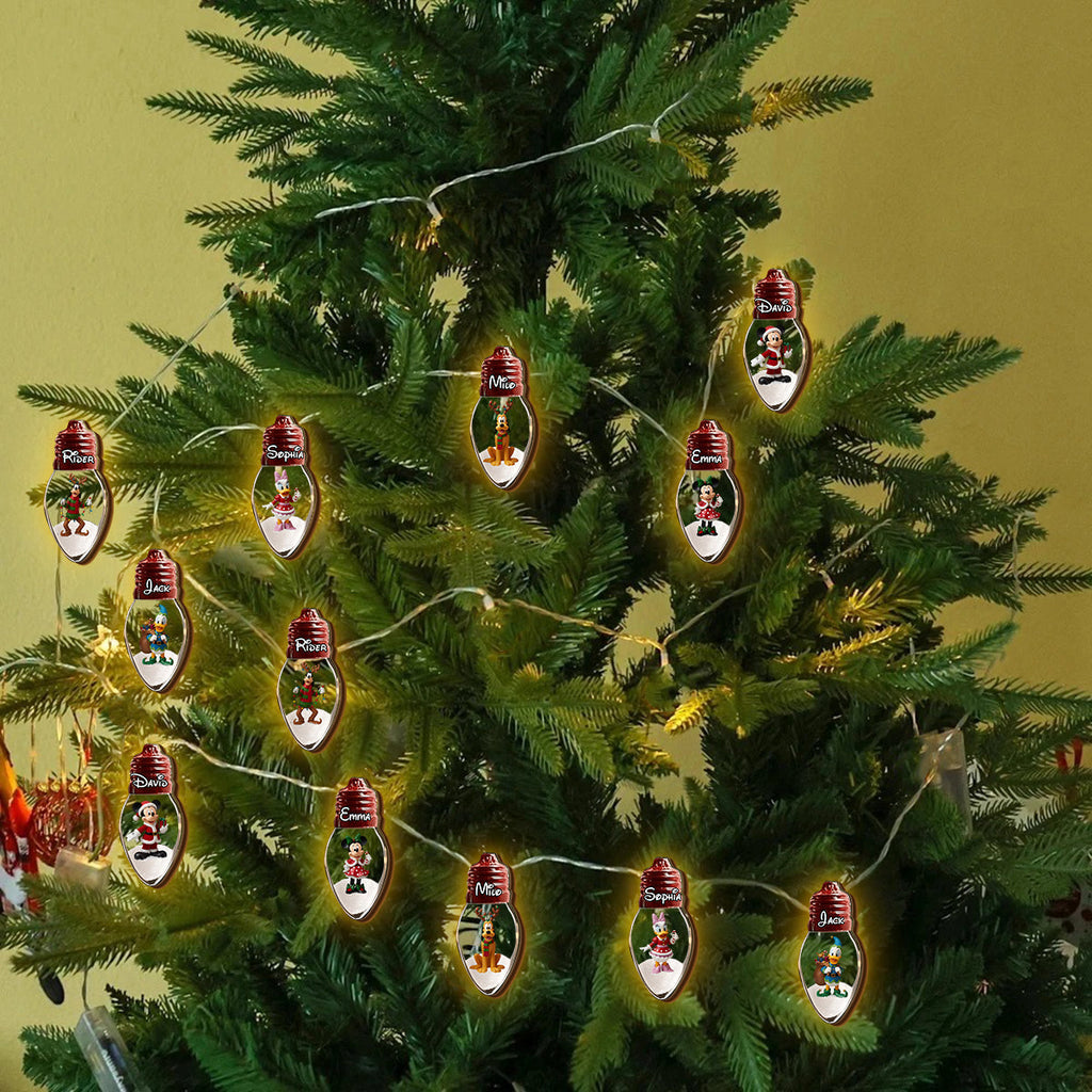 Personalized 10-Bulb Wooden String Lights for Christmas Decor String Lights GradoCreations