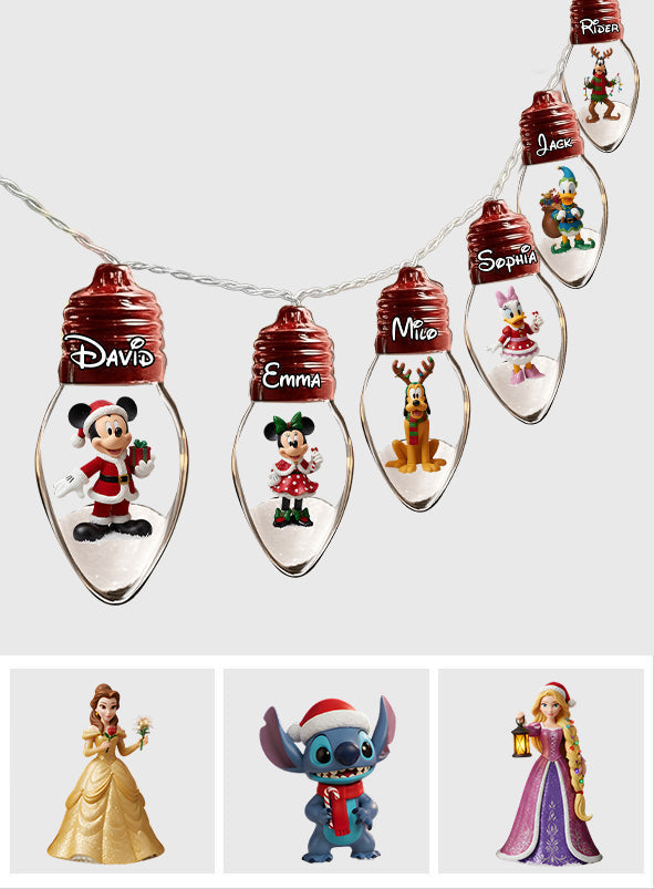 Personalized 10-Bulb Wooden String Lights for Christmas Decor String Lights GradoCreations