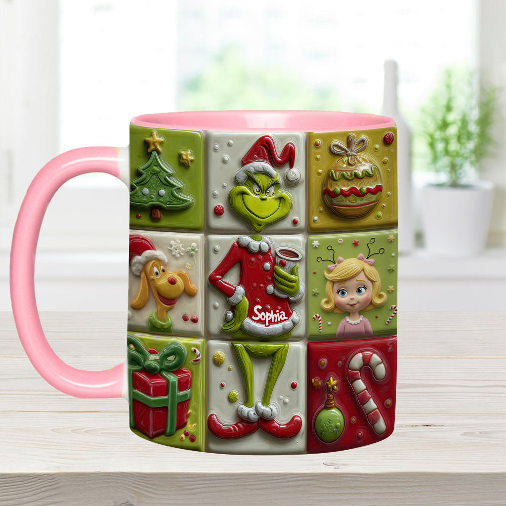 Personalized Festive Accent Mug Custom Name Holiday Gift Accent Mug GradoCreations