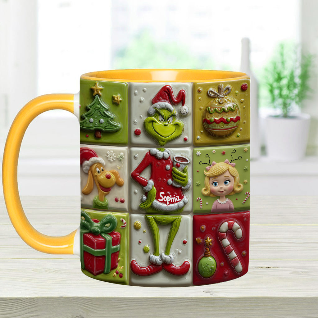 Personalized Festive Accent Mug Custom Name Holiday Gift Accent Mug GradoCreations