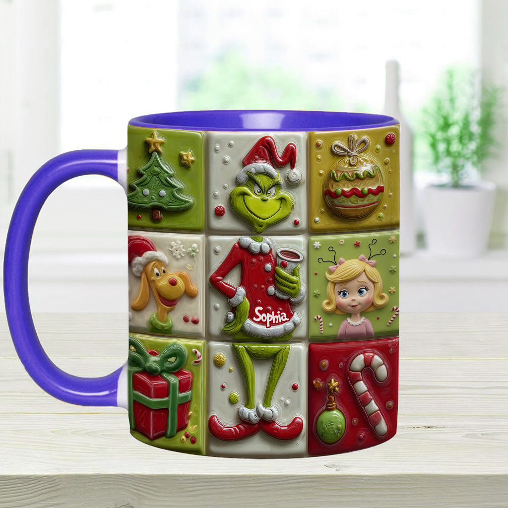 Personalized Festive Accent Mug Custom Name Holiday Gift Accent Mug GradoCreations