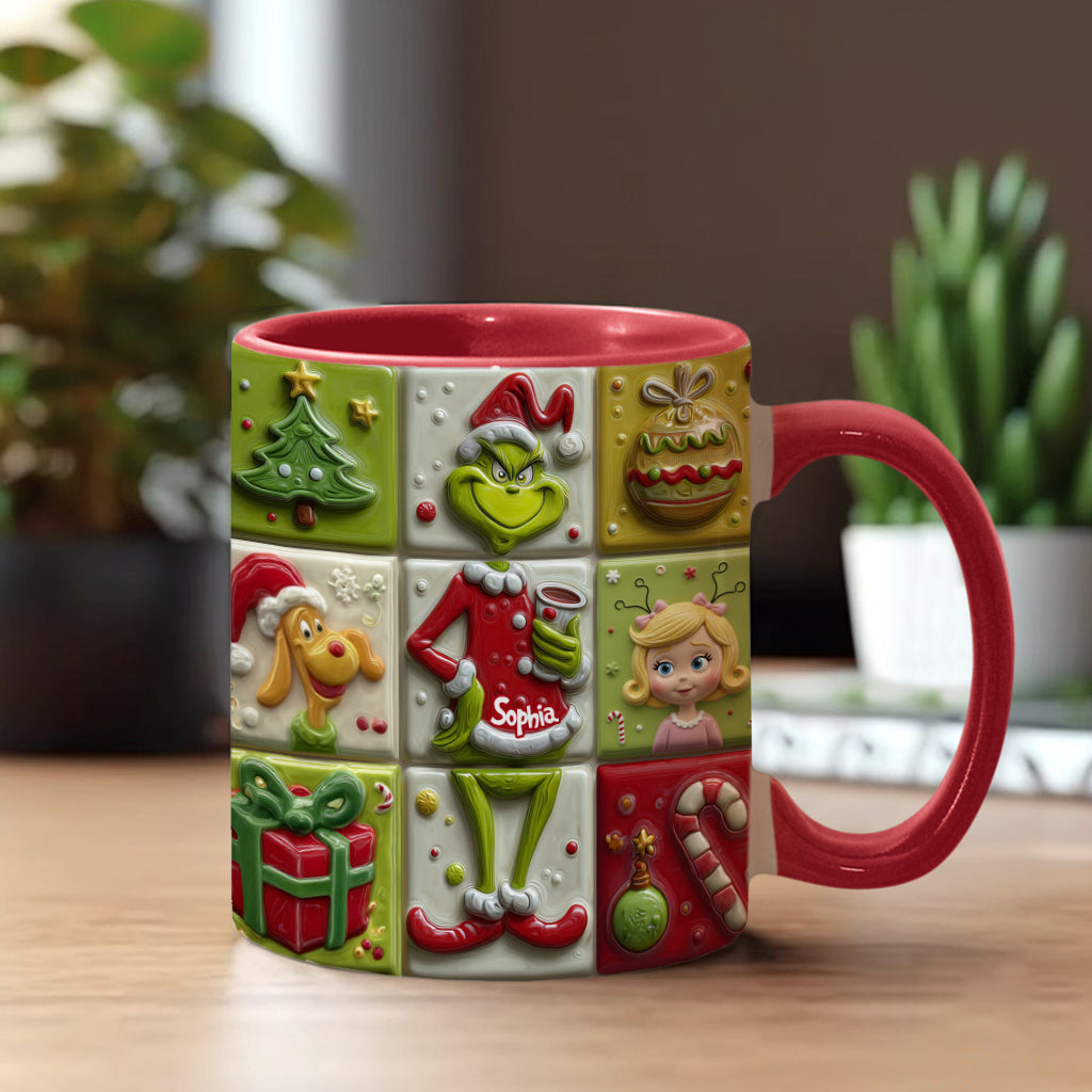 Personalized Festive Accent Mug Custom Name Holiday Gift Accent Mug GradoCreations