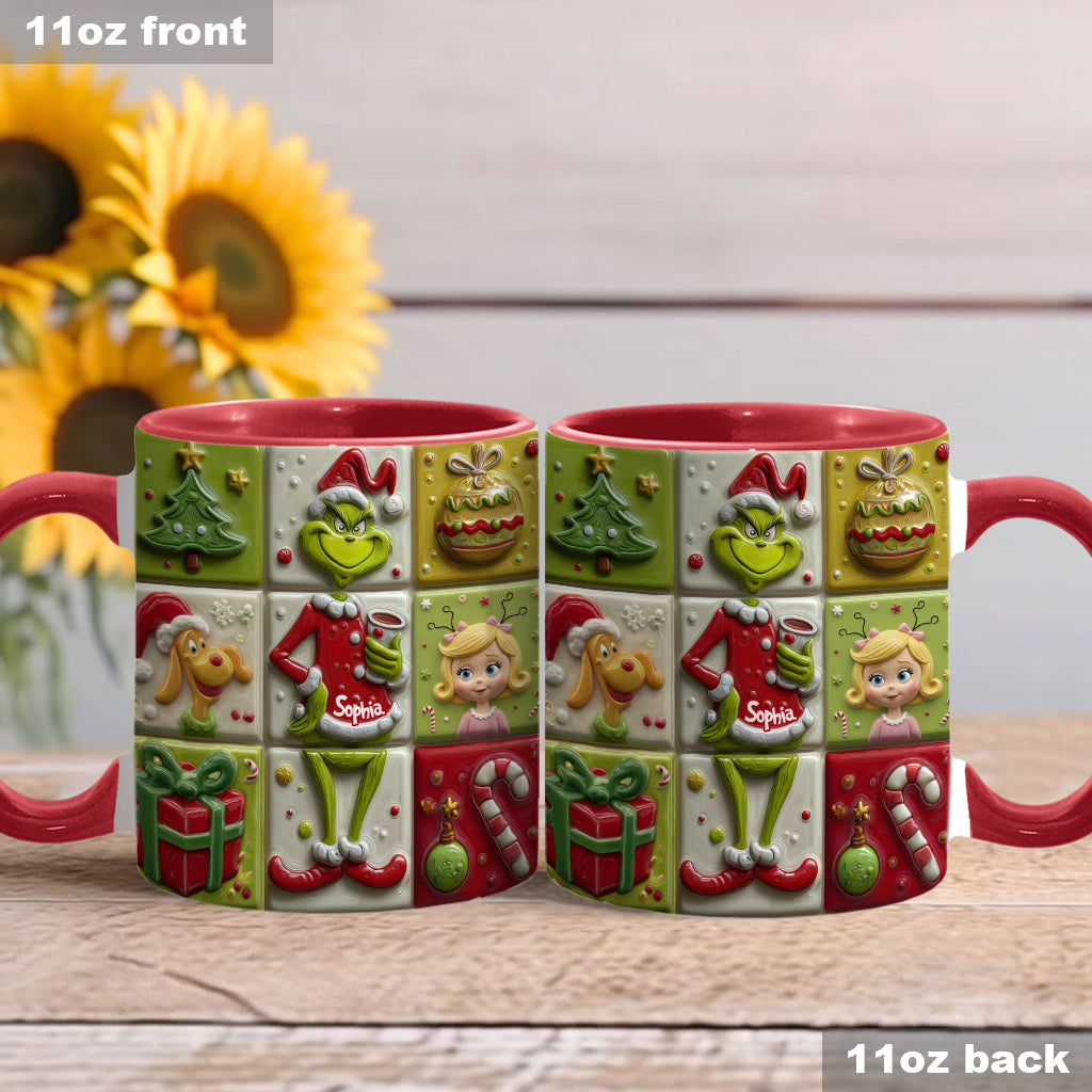 Personalized Festive Accent Mug Custom Name Holiday Gift Accent Mug GradoCreations