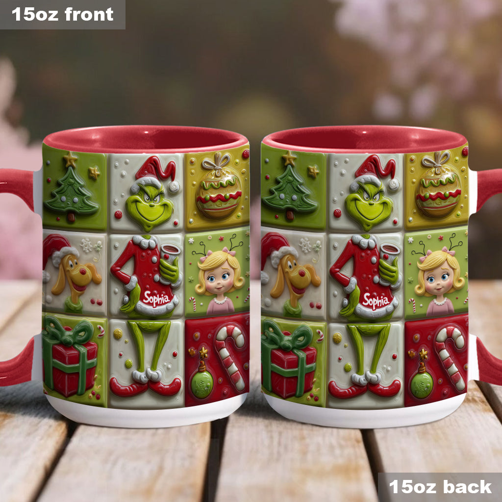 Personalized Festive Accent Mug Custom Name Holiday Gift Accent Mug GradoCreations