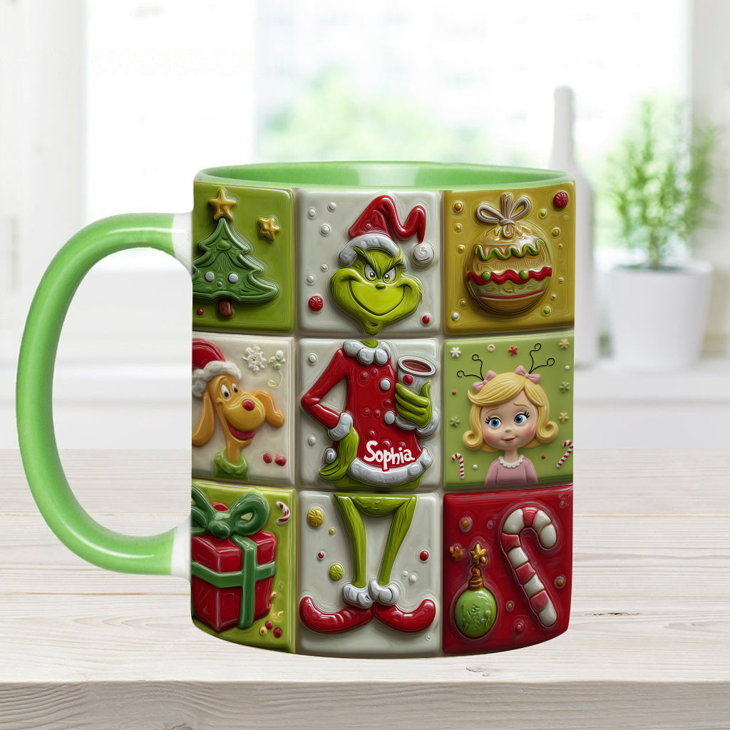Personalized Festive Accent Mug Custom Name Holiday Gift Accent Mug GradoCreations