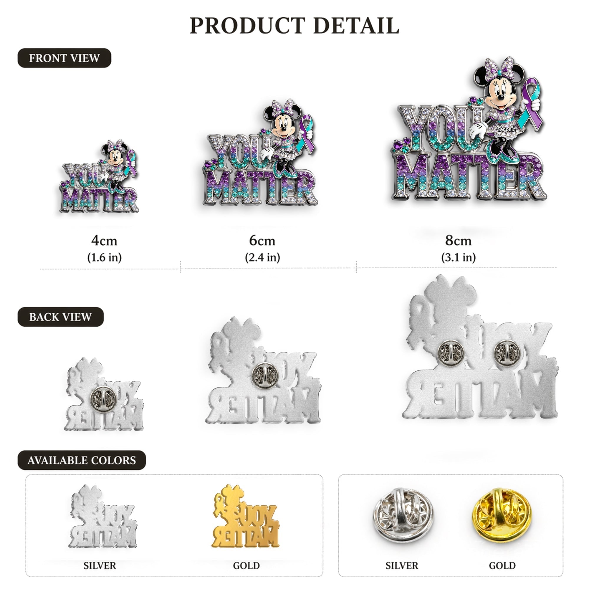 Personalized 3D Embossed Enamel Pin Unique You Matter Accessory 3D Embossed Enamel Pin GradoCreations