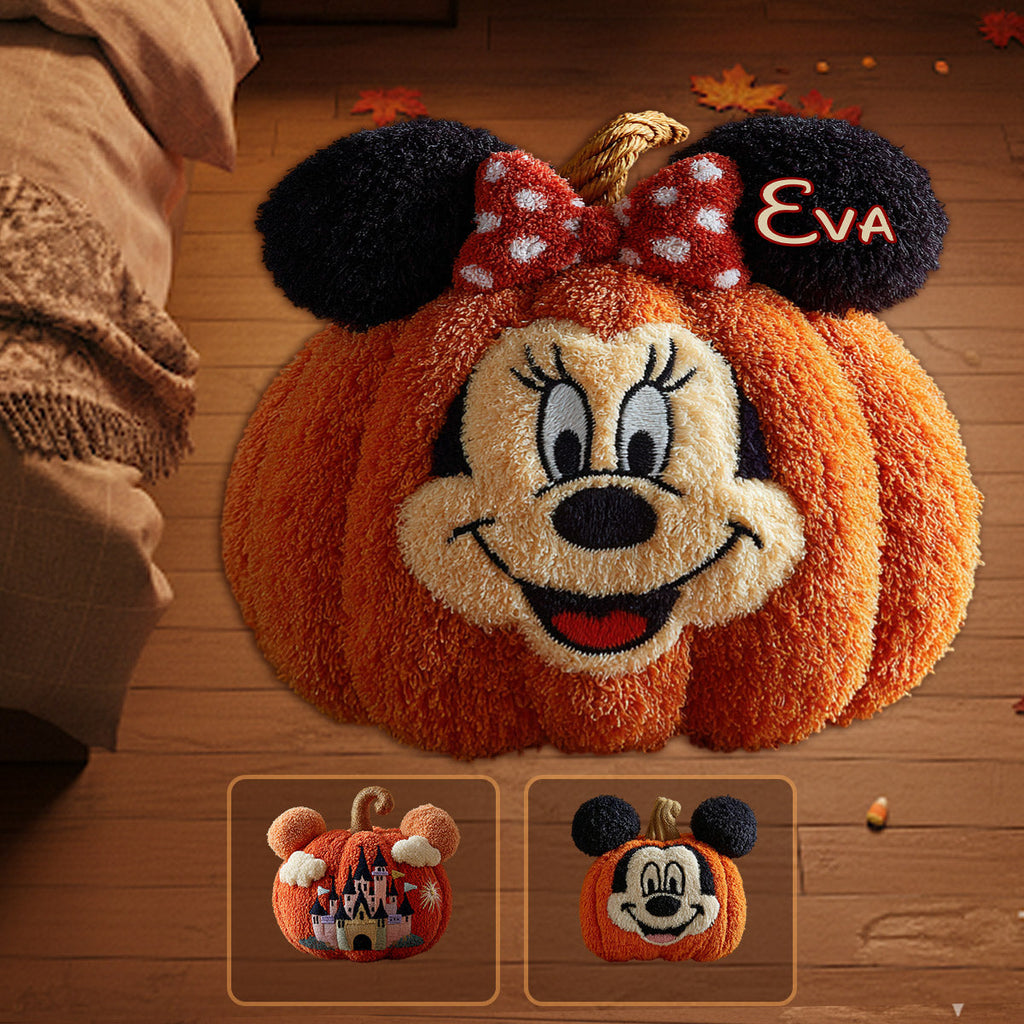 Personalized Pumpkin Tufted Rug Featuring Minnie Mouse Gift for Family Halloween Tufted Rug GradoCreations