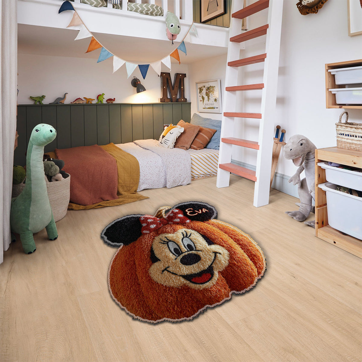 Personalized Pumpkin Tufted Rug Featuring Minnie Mouse Gift for Family Halloween Tufted Rug GradoCreations