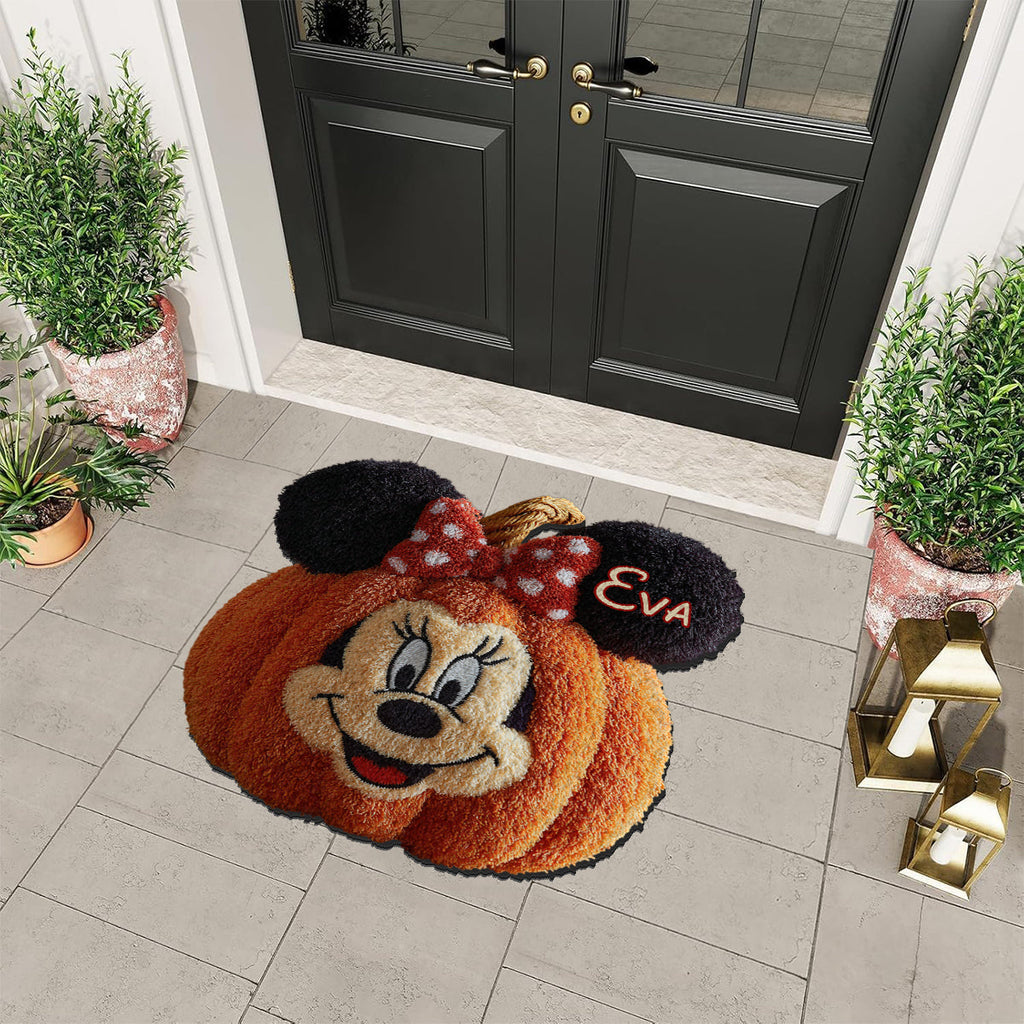 Personalized Pumpkin Mouse Non-Slip Tufted Rug for Kids & Halloween Non-Slip Tufted Rug GradoCreations